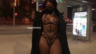 Risky walk downtown while showing off my outfit - porn video