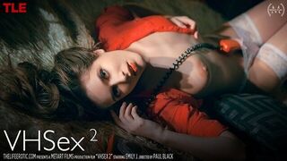 Busty beauty rubs her hairy pussy avidly as she watches porn - porn video