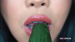 ASMR Eating mandarin and cucumber AstroDomina - porn video